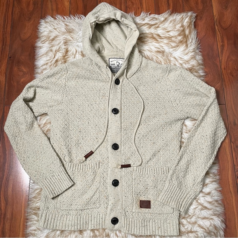 PROJEK Men’s Nubby Hooded Grandpa Cardigan